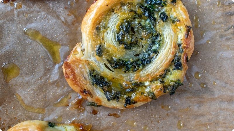spinach + greens pinwheel pastries