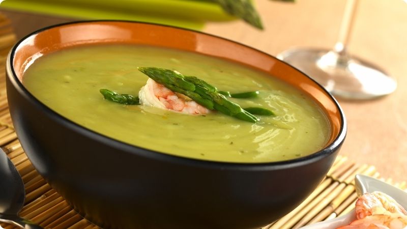 creamy asparagus soup with shrimp