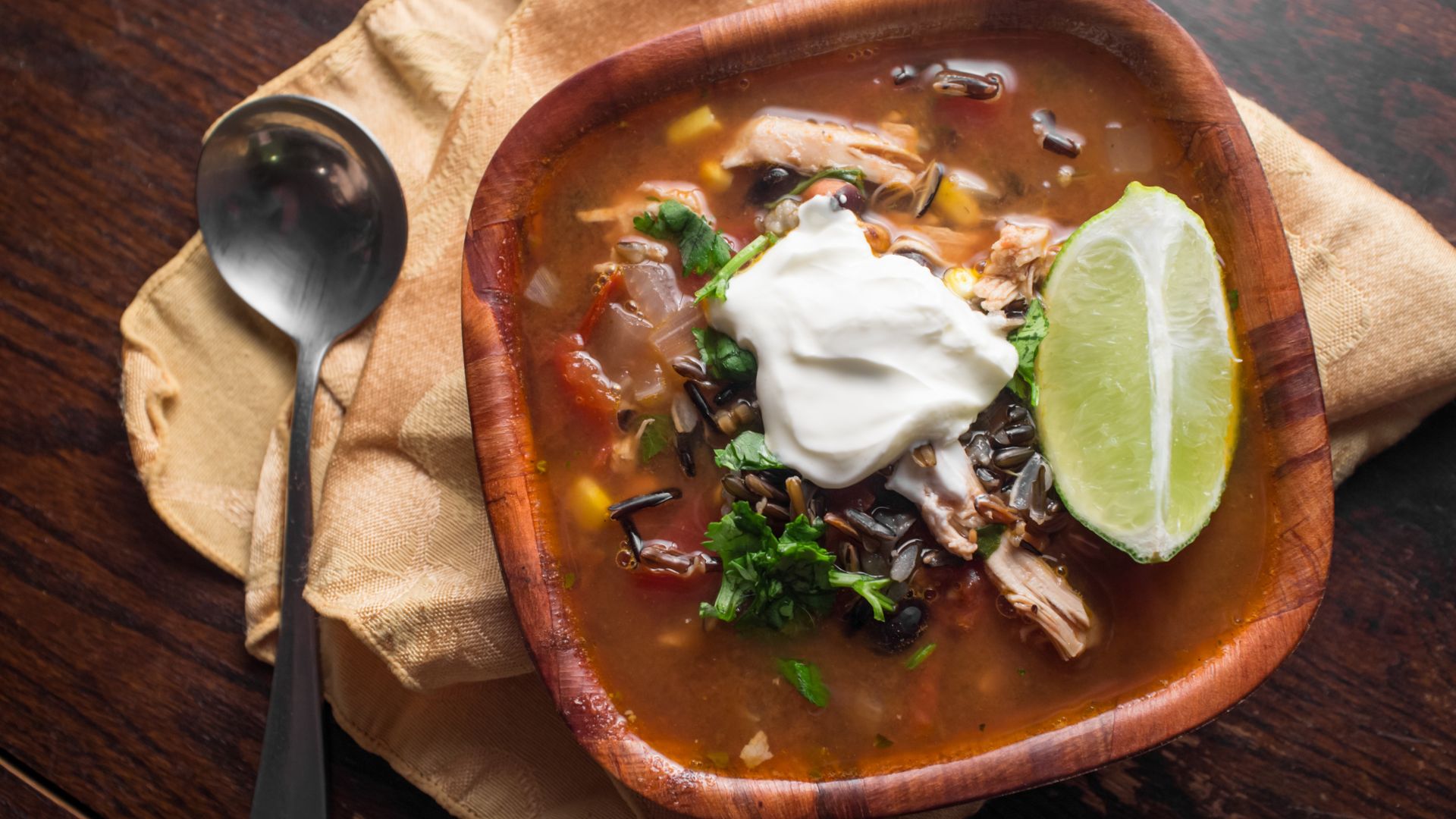 velvety beef sopa azteca (tortilla soup)